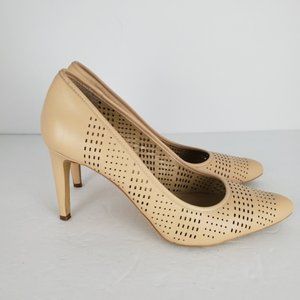 Ann Taylor Cut Out Tan High Heels 8